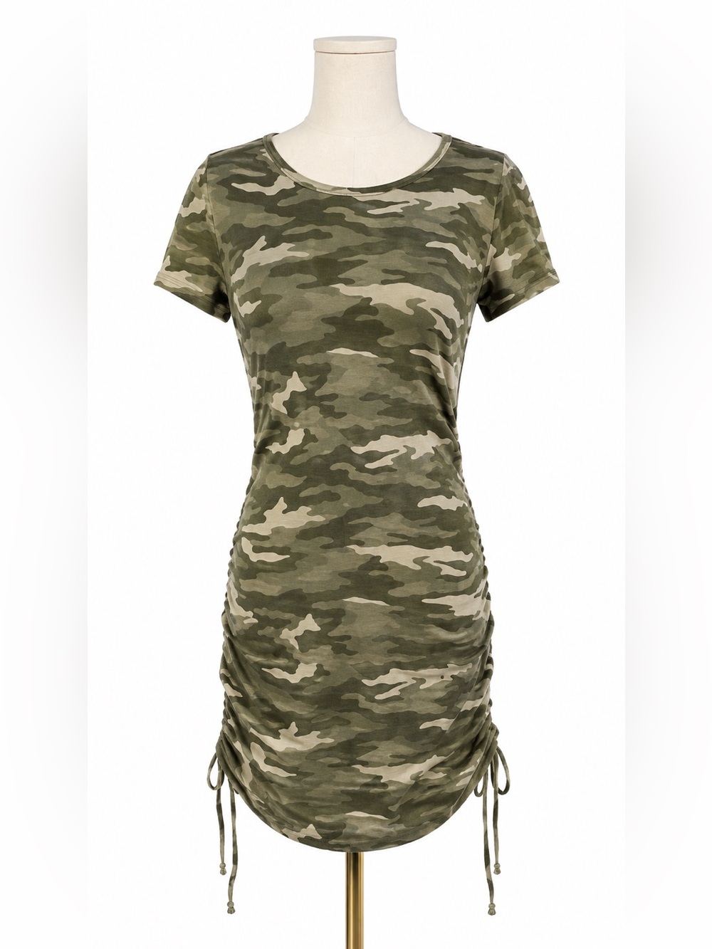 PINK Victoria’s Secret Camo Ruched Mini Dress Small Y2K Bodycon Casual